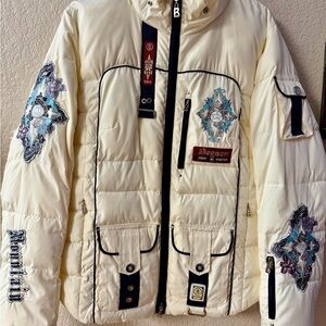 Bogner White and Brown Patterned Jacket